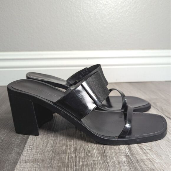 Vintage Nine West Esmeralda Black strappy square toe block heel sandal women 7.5 - Picture 2 of 8